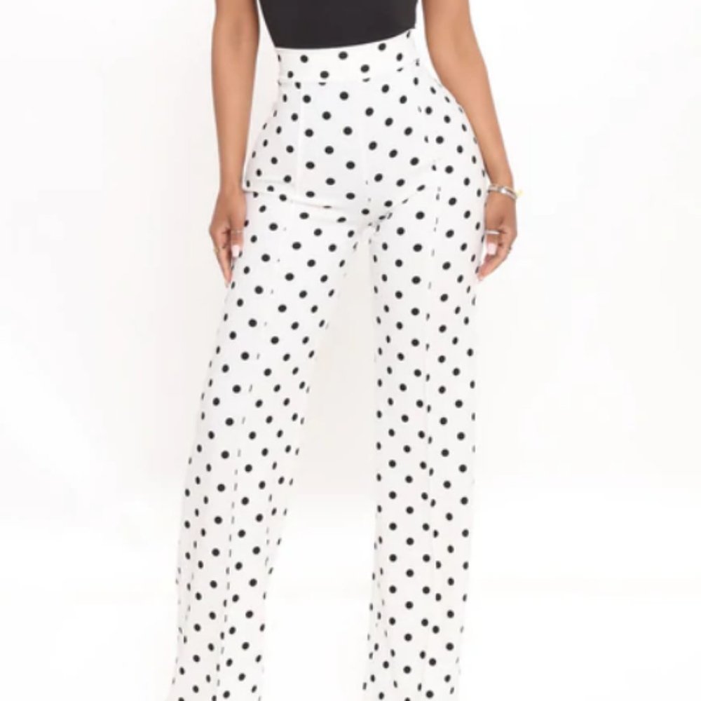 Victoria High Waisted Dress Pant Polka Dot - Ivory/combo